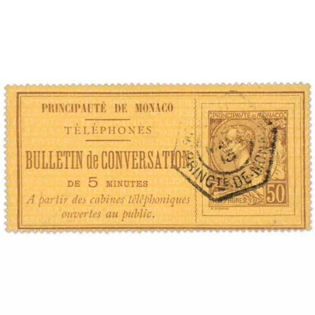 Timbre Téléphone De Monaco N° 1 Oblitéré, Année 1886, Cote 570 Euros