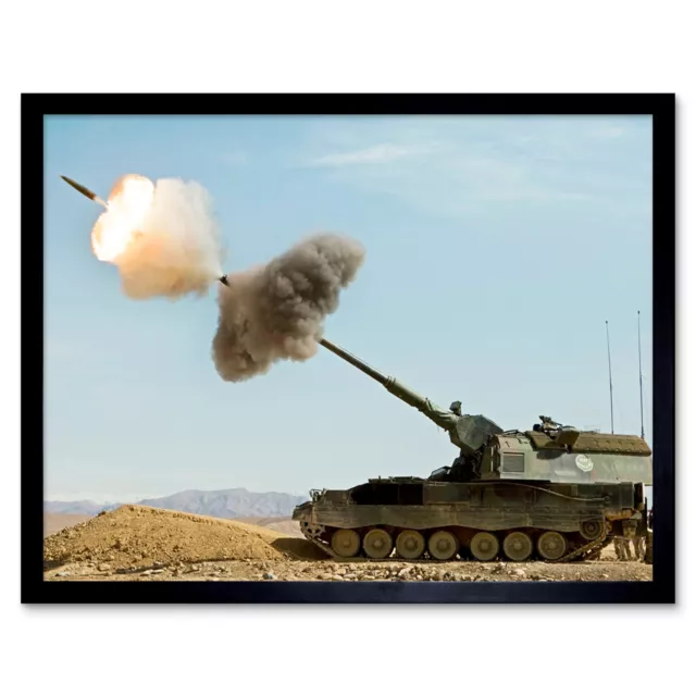 Dutch Panzerhaubitz Artillery Firing Military Photo Wall Art Print Framed 12x16