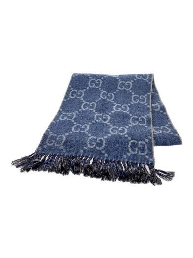 HERMES GG Jacquard Knit Scarf   Wool   BLU   Total Pattern   Men s   676610 3G