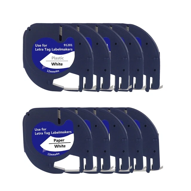 10Pcs Label Maker Refills for Letratag Refills 12mm x 4M White Plastic V1S1