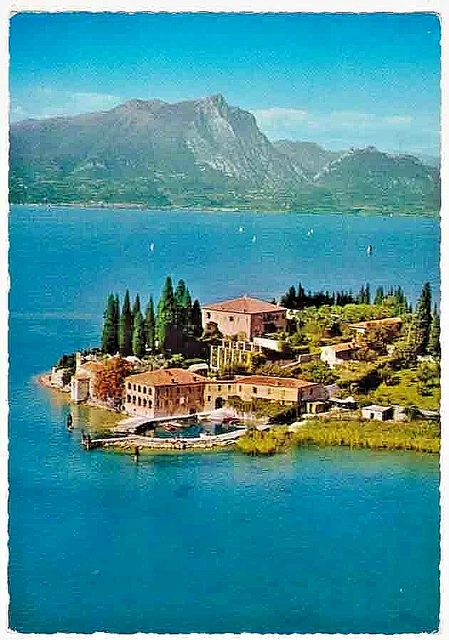 Cartolina - Punta di S. VIGILIO - Lago di Garda (VERONA) Vista dall'Aereo - 1973