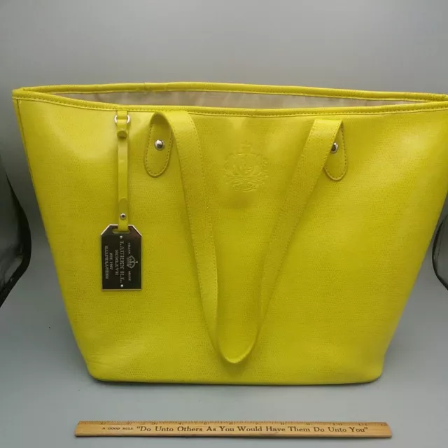 Ralph Lauren Large Canary Yellow Leather Tote Bag Purse