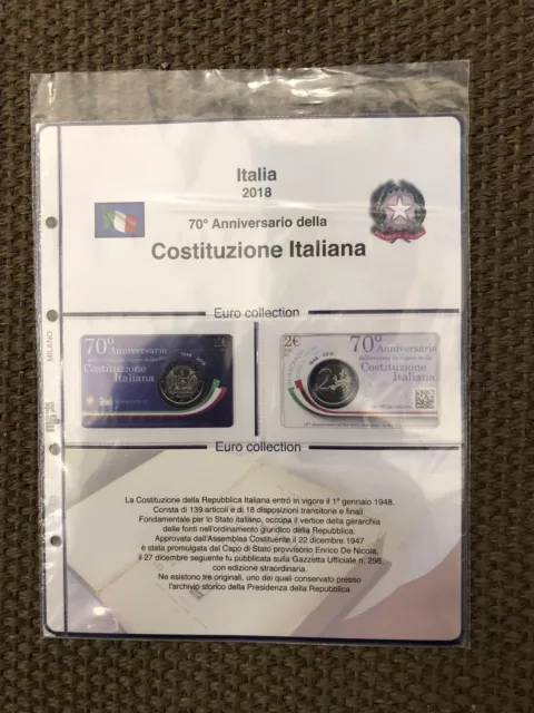 Masterphil Tasca Foglio 2 Euro Card 2018 70° Anniv Costituzione Italiana Italia