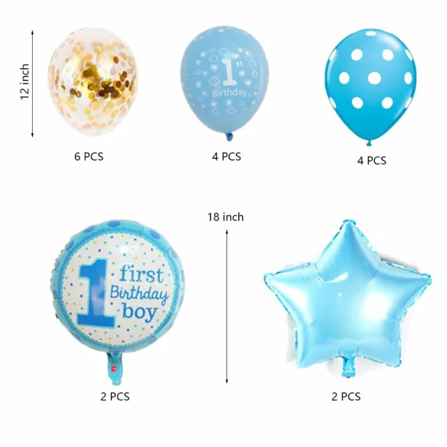 First birthday Decoration 1st Balloon Baby Boys Baby Girl Pink Boy Banner Number 2