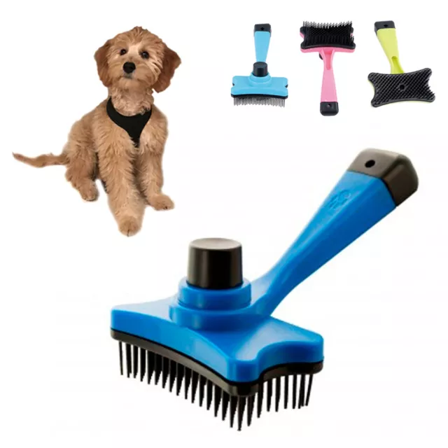 Self Cleaning Grooming Brush Pet Dog Cat Slicker Comb Hair Trimmer Fur Shedding