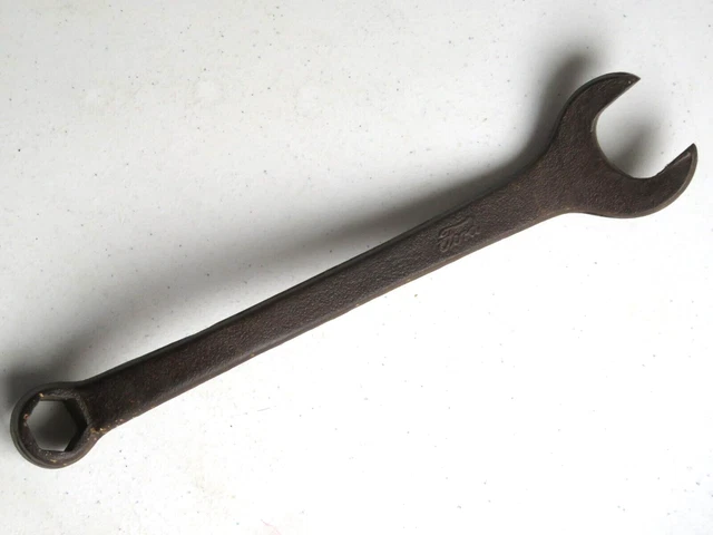Vintage M4 Ford Script 10" Offset Combination Wrench, Made In USA