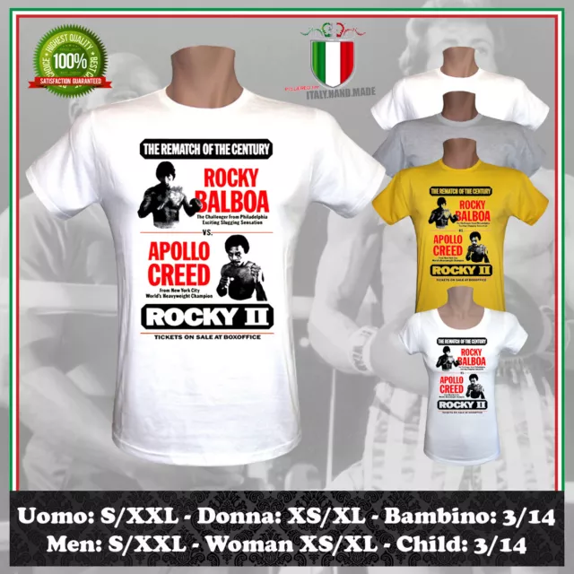 T-Shirt Rocky Balboa Vs Apollo Creed Stallone Boxe Match Team Uomo Donna Bambino