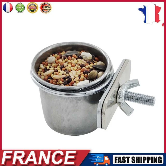 Stainless Steel Hang Cage Bowl Parrot Feeding Food Drinking Dish (5.5cm) fr