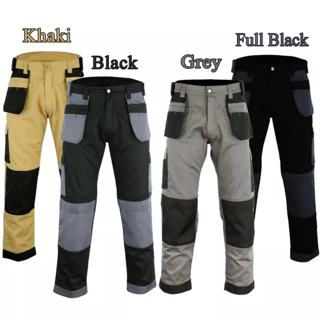 Mens Stretch Cargo Combat Work Pants Multi Pockets Elastic Waist Trousers  New