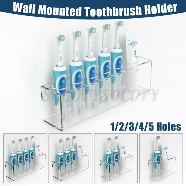 Electric Toothpaste + Toothbrush Holder Wall Mount Stand Bathroom Organizers