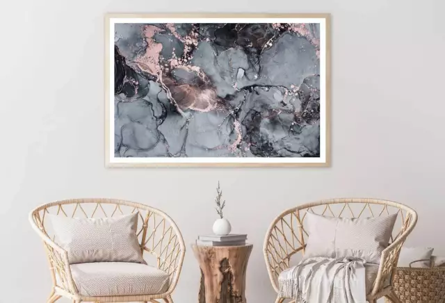 Grey & Pink Alcohol Ink Abstract Print Premium Poster High Quality choose sizes