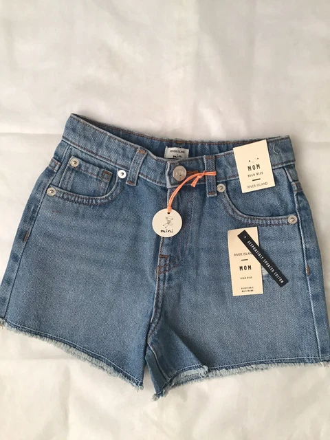 River island mini girls aged 3-4 years yellow frilly top jeans shorts set BNWT 7