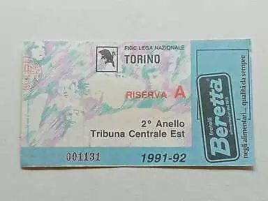 Biglietto Calcio stadio TORINO - JUVENTUS Riserva A Tribuna centrale 1991-92