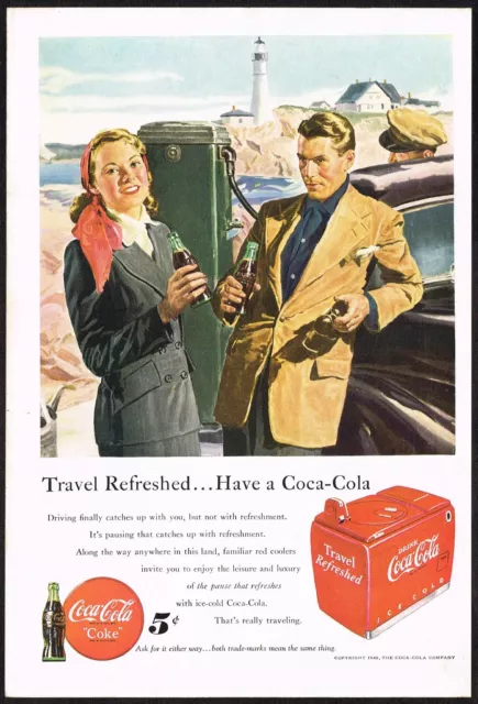 1940S VINTAGE MID Century Coca Cola Gas Service Station Fashion Art ...
