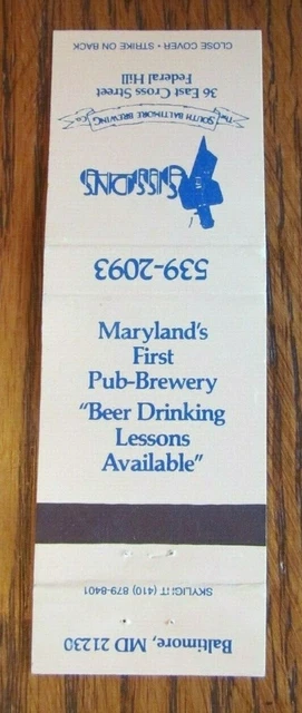 Sissons Brewery Brew Pub Matchbook Matchcover (Baltimore, Maryland) -E1 2