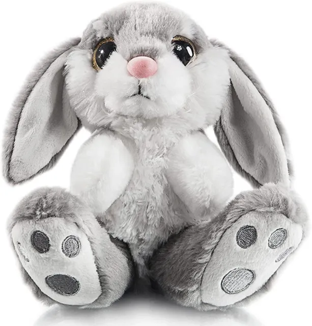 8" Easter Bunny Plush Rabbit Floppy Ear Sitting Stuffed Animal Bedtime Gray