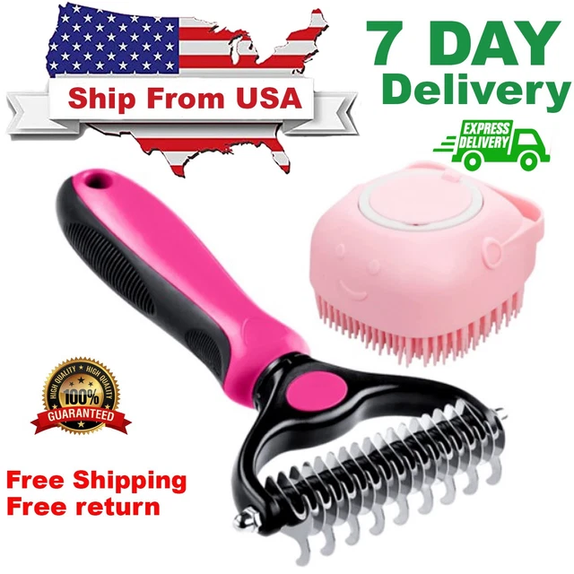 Pet Brush Dog Grooming Cat Hair Comb Remover Deshedding Massage Tool Fur Rake