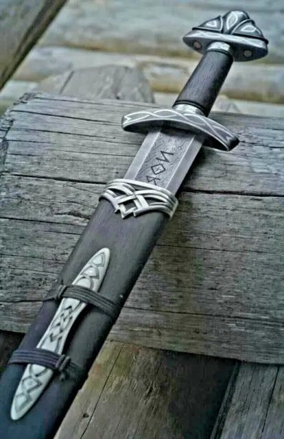 Handmade Double Edge Viking Sword Damascus Steel Battle Ready With scabbard