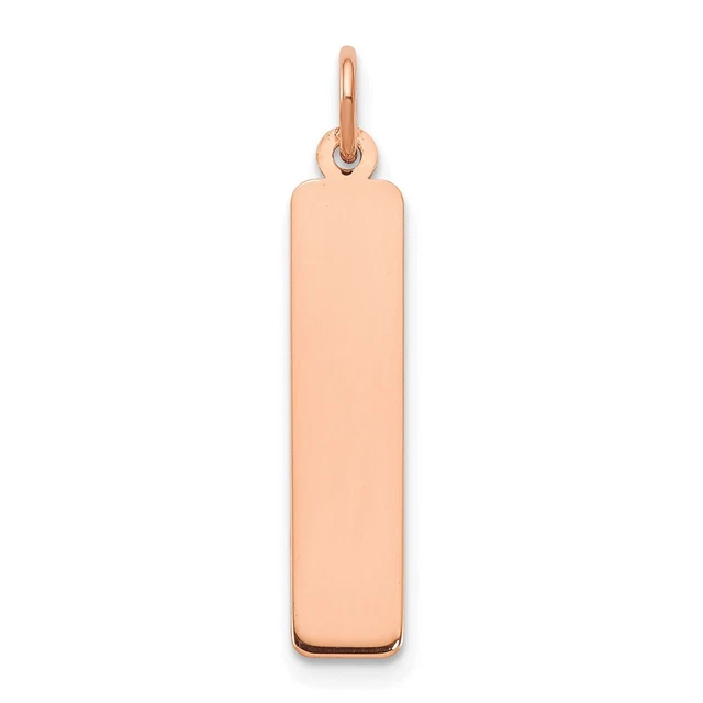 10K Rose Gold Medium Vertical Blank Bar Charm Pendant