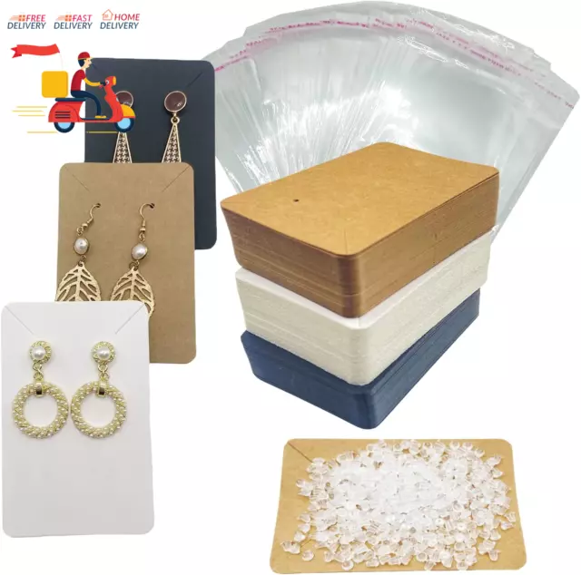 150 Earring Card Necklace Display Cards with 300 Earring Backs and 150 Self-Seal