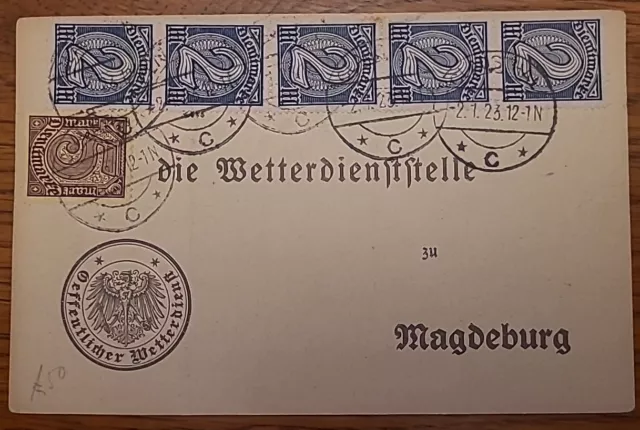 Karte Clausthal Magdeburg 1923 MiF Infla Inflation Deutsches Reich Dienst (0324
