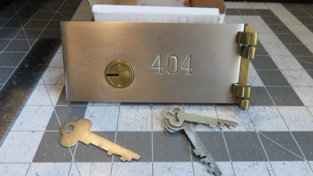 Antique L.L. Bates 1886 Safety Deposit Box Door, Hinges, 2 Op & 1 Guard Key #404
