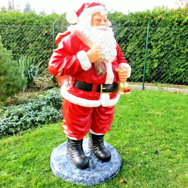 XXL Weihnachtsmann 130cm mit Sack und Glocke lebensgross  Nikolaus Santa Deko