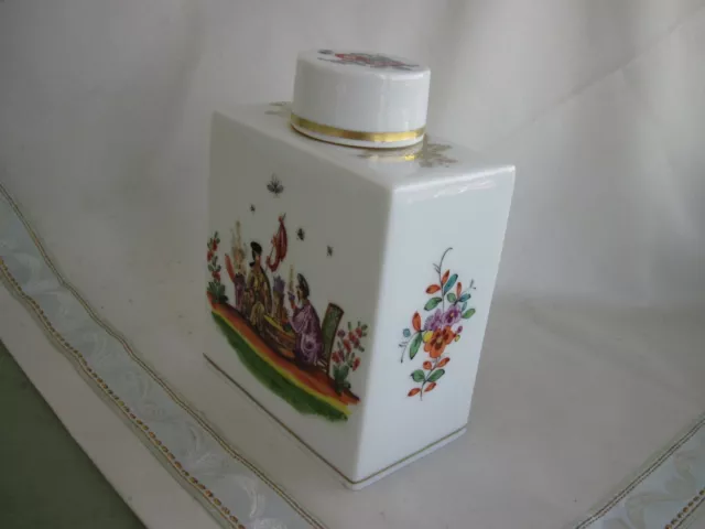 Wunderschöne Meissen Teedose mit Chinoiserie und Indischen Blumen 2