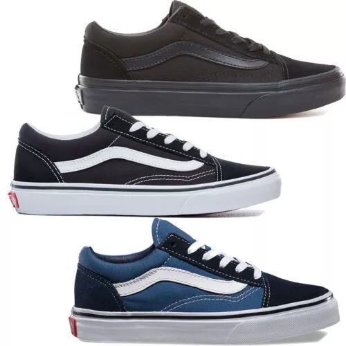 Herren DamenVans Old Skool Schwarz Weiß/Blau Sneaker Herren Skate Schuhe DE*