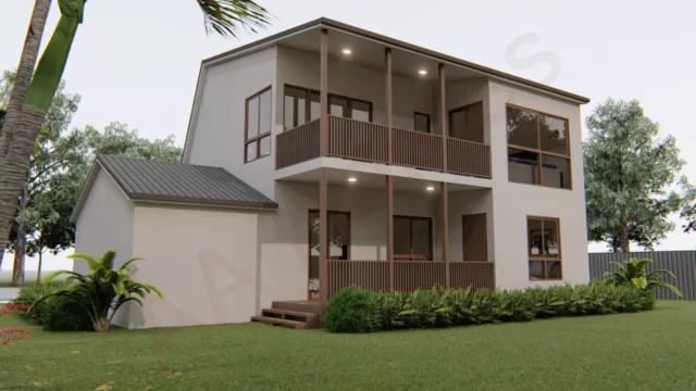 Rosemei Lakeview 3 bedroom + 3 Bathroom + Study 183m² Steel Frame Kit Home. 2