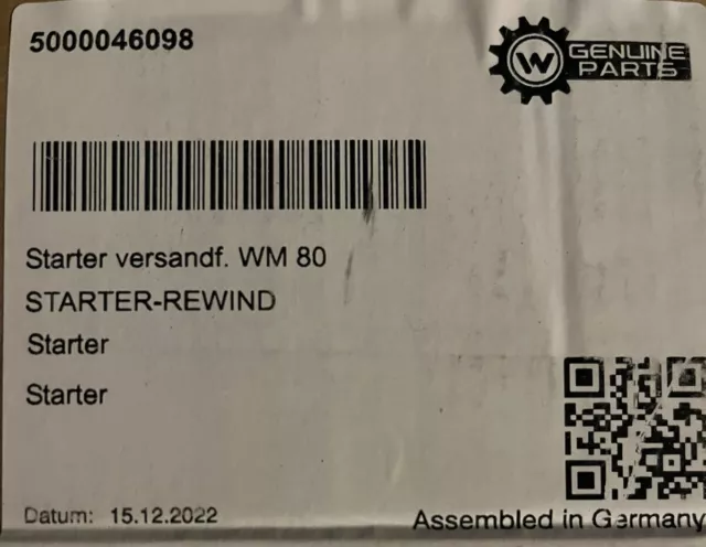 Recoil Starter for WM80 Engines OEM Wacker Neuson 5000046098 Genuine Check Pic**