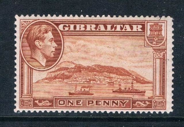 Gibraltar 1938 - 1d KGVI Scene -Yellow Brown- Perf 14 - SC 108a [SG 122] MINT B2