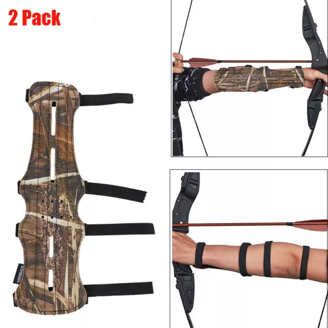 2 Pack 4-Straps Arm Guard for Archery Hunting Recurve/Compound Bow Arm Protector