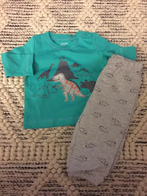 Simple Joys By Carter’s Baby Boys 2 Piece Set Dinosaurs Outfit Size 3-6 Months