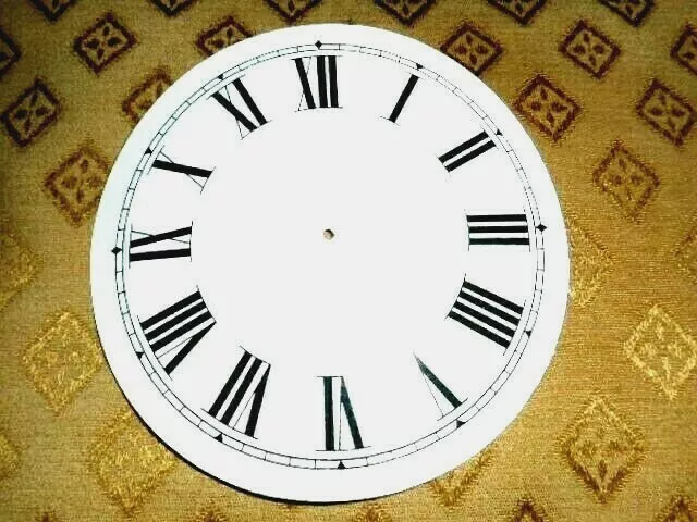 New Clock Dial Face Paper Card   3 1/2" Minute Track  Gloss White Mantle Roman