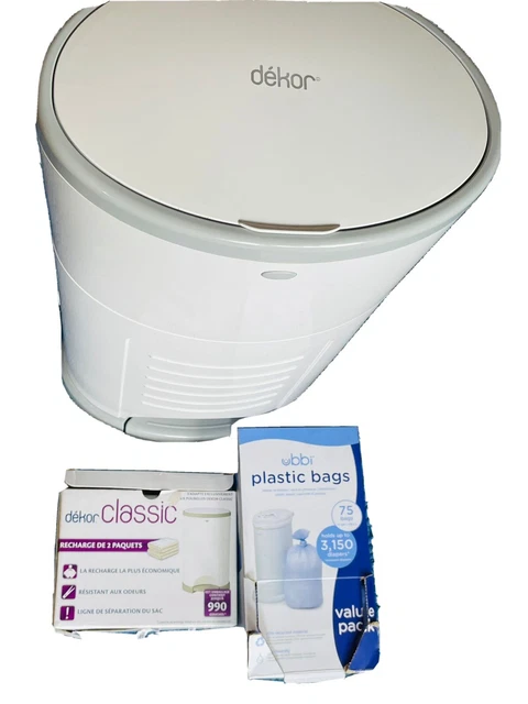 Dékor 2111211 Classic Hands-Free Diaper Pail - White