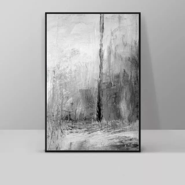 Minimalist Black White Gray Handmade Painting On Canvas Texture Wall Art Oil