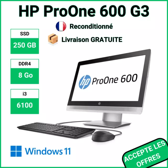 🥇✅ HP ProOne 600 G3 AIO 21.5" Intel Core i3-6100 8 GB RAM SSD 250 GB ⭐⭐⭐⭐⭐