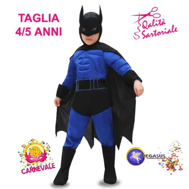 COSTUME VESTITO DI Carnevale Batman Bat Man Pipistrello 4/5 Anni Pegasus  0699 EUR 39,93 - PicClick IT