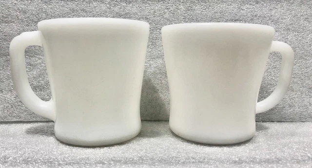 Vintage Federal and Fire King Milk Glass Coffee D Cups Set of Two White