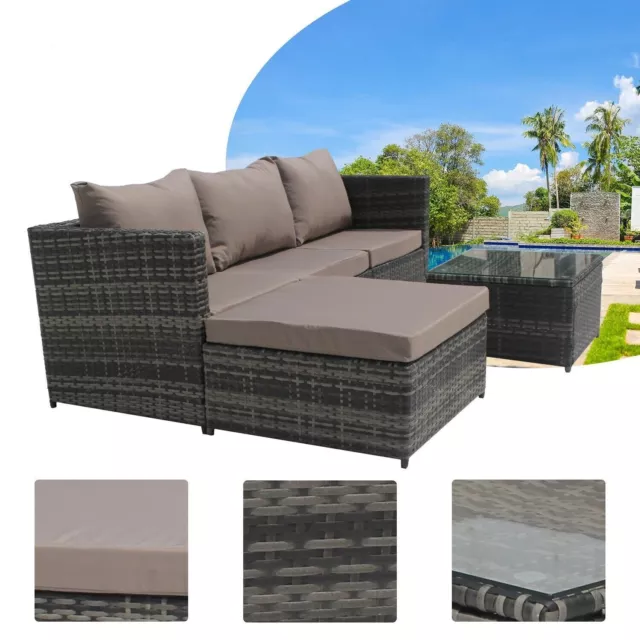 Rattan Garden Furniture Corner Sofa Set Lounger Table Outdoor Patio Sfs066