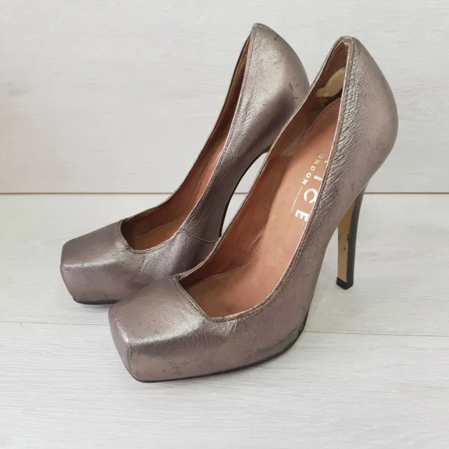 OFFICE COURT SHOES Stiletto High Heels Size UK 3 EUR 36 Silver Leather ...