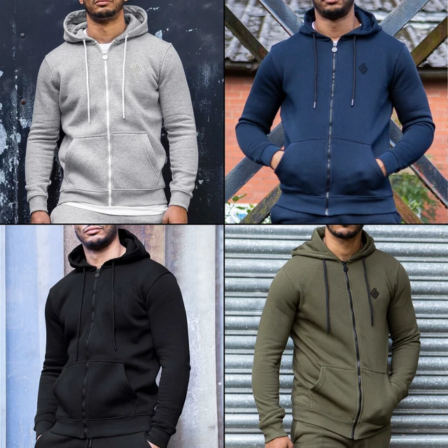 Enzo Mens Zip Up Fleece Hoodie Hoody Coat Winter Warm Jacket Hooded Track Top