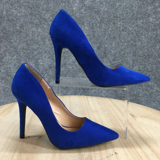 Charlotte Russe Heels Womens 7 Slip On Pointed Stiletto Pumps Blue Faux Suede