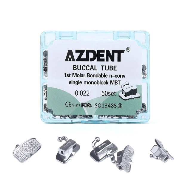 50Sets AZDENT Dental Orthodontic Buccal Tube 1st Molar Bonding Non-Conv MBT0.022