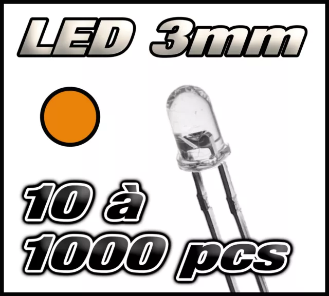 E214#LED orange 3mm de 10 à 1000pcs  orange LED