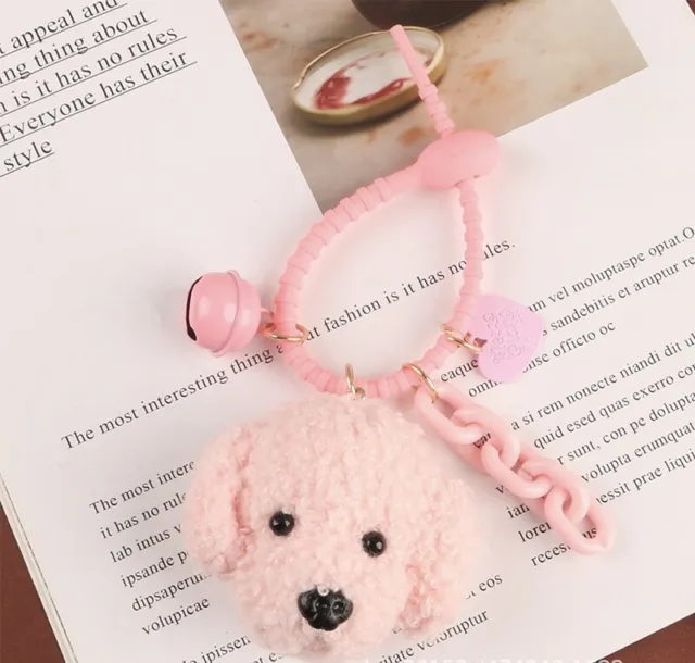 1PC Unisex Adjustable Cute Dog Fur Pom Pom Keychain Fluffy Handbag pentant