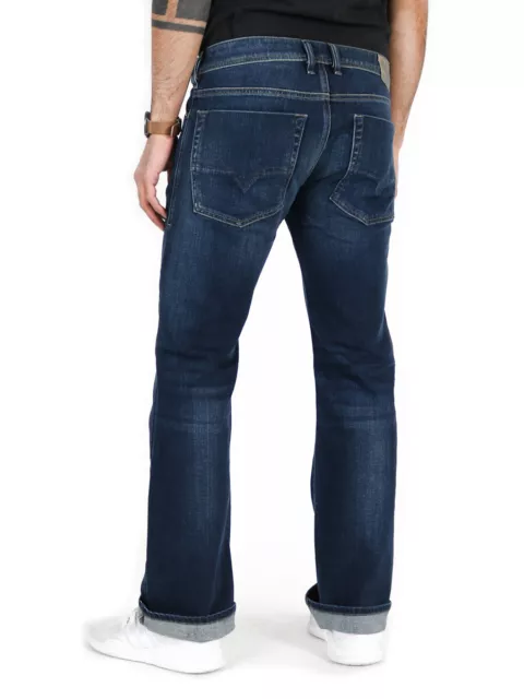 Diesel Mens Regular Bootcut Fit Dark Blue Stretch Denim Jeans - Zatiny R86L0 3