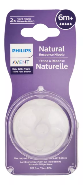 Philips Avent Natural Response Nipple Flow 5 6M+ 2 Ct. Baby Bottle