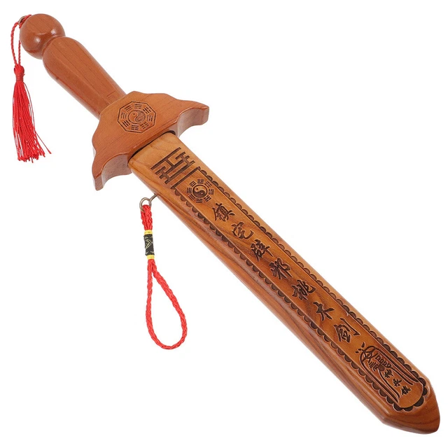 Colgante espada de madera tradicional china espada de madera grabada
